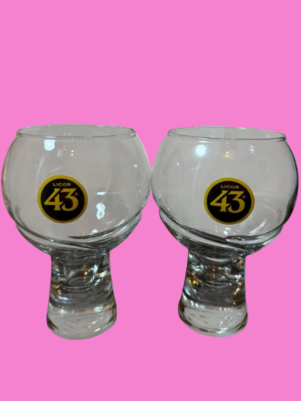 Licor 43 of Spain - Set of 2 10oz Embossed Cocktail Balloon Glasses